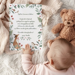 Keresztszülő felkérő kártya, erdei állatos képeslap - játék & sport - keresztelőajándékok - Meska.hu