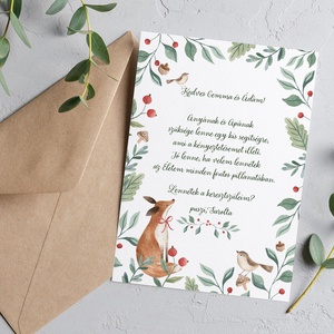 Keresztszülő felkérő kártya, erdei állatos képeslap - játék & sport - keresztelőajándékok - Meska.hu