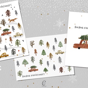 Cozy karácsonyi képeslap, autós üdvözlőlap, ajándékkísérő szett 3 db - karácsony - karácsonyi ajándékozás - karácsonyi képeslap, üdvözlőlap, ajándékkísérő - Meska.hu