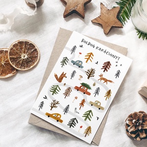 Cozy karácsonyi képeslap, autós üdvözlőlap, ajándékkísérő szett 3 db - karácsony - karácsonyi ajándékozás - karácsonyi képeslap, üdvözlőlap, ajándékkísérő - Meska.hu