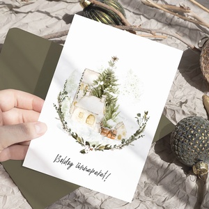 Greenery karácsonyi képeslap, üdvözlőlap, ajándékkísérő szett 3 db - karácsony - karácsonyi ajándékozás - karácsonyi képeslap, üdvözlőlap, ajándékkísérő - Meska.hu