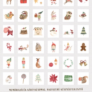 Memóriajáték, karácsonyi fejlesztő kártyajáték szett 2x36 db - játék & sport - készségfejlesztő és logikai játék - memória játékok - Meska.hu