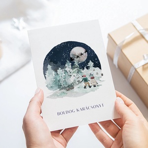 Karácsonyi képeslap, téli üdvözlőlap, Mikulás ajándékkísérő - karácsony - karácsonyi ajándékozás - karácsonyi képeslap, üdvözlőlap, ajándékkísérő - Meska.hu