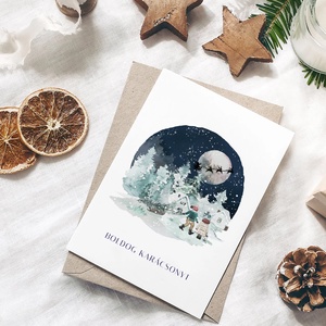 Karácsonyi képeslap, téli üdvözlőlap, Mikulás ajándékkísérő - karácsony - karácsonyi ajándékozás - karácsonyi képeslap, üdvözlőlap, ajándékkísérő - Meska.hu