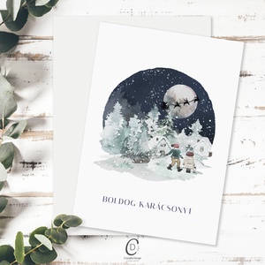 Karácsonyi képeslap, téli üdvözlőlap, Mikulás ajándékkísérő - karácsony - karácsonyi ajándékozás - karácsonyi képeslap, üdvözlőlap, ajándékkísérő - Meska.hu
