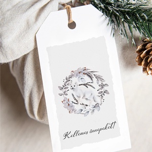 Karácsonyi ajándékkísérő, ajándékátadó címke szett 5 db, téli erdei állatos, Karácsony, Karácsonyi ajándékozás, Karácsonyi képeslap, üdvözlőlap, ajándékkísérő, Fotó, grafika, rajz, illusztráció, Papírművészet, MESKA