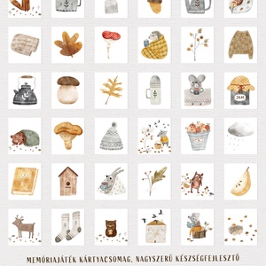 Memóriajáték, őszi fejlesztő kártyajáték szett 2x36 db - játék & sport - készségfejlesztő és logikai játék - memória játékok - Meska.hu