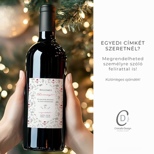 Karácsonyi borospalack címke, pálinkás címke, ajándékátadó, egyedi italos üveg matrica - karácsony - karácsonyi ajándékozás - karácsonyi képeslap, üdvözlőlap, ajándékkísérő - Meska.hu