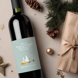 Karácsonyi borospalack címke, pálinkás címke, ajándékátadó, egyedi italos üveg matrica - karácsony - karácsonyi ajándékozás - karácsonyi képeslap, üdvözlőlap, ajándékkísérő - Meska.hu