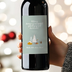 Karácsonyi borospalack címke, pálinkás címke, ajándékátadó, egyedi italos üveg matrica, Karácsony, Karácsonyi ajándékozás, Karácsonyi képeslap, üdvözlőlap, ajándékkísérő, Fotó, grafika, rajz, illusztráció, Papírművészet, MESKA