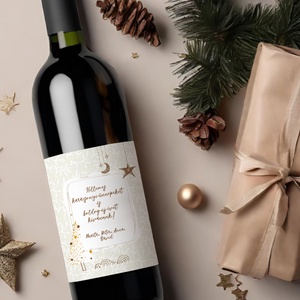 Karácsonyi borospalack címke, pálinkás címke, adventi ajándékátadó, egyedi italos üveg matrica - karácsony - karácsonyi ajándékozás - karácsonyi képeslap, üdvözlőlap, ajándékkísérő - Meska.hu