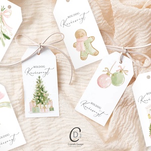 Karácsonyi ajándékkísérő, greenery, pink ajándékátadó címke 6 db - karácsony - karácsonyi ajándékozás - karácsonyi képeslap, üdvözlőlap, ajándékkísérő - Meska.hu
