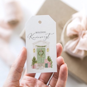 Karácsonyi ajándékkísérő, greenery, pink ajándékátadó címke 6 db - Meska.hu