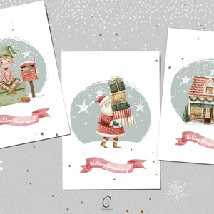 Karácsonyi képeslap, téli üdvözlőlap, ajándékkísérő szett 3 db - karácsony - karácsonyi ajándékozás - karácsonyi képeslap, üdvözlőlap, ajándékkísérő - Meska.hu