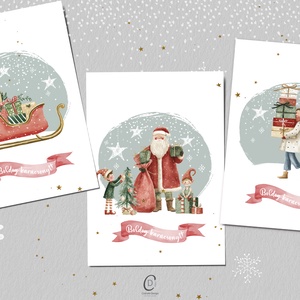 Karácsonyi képeslap, téli üdvözlőlap, ajándékkísérő szett 3 db - karácsony - karácsonyi ajándékozás - karácsonyi képeslap, üdvözlőlap, ajándékkísérő - Meska.hu