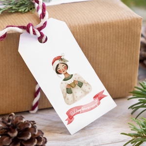 Karácsonyi ajándékkísérő, Mikulás ajándékátadó címke szett 6 db - karácsony - karácsonyi ajándékozás - karácsonyi képeslap, üdvözlőlap, ajándékkísérő - Meska.hu