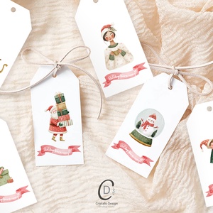 Karácsonyi ajándékkísérő, Mikulás ajándékátadó címke szett 6 db - karácsony - karácsonyi ajándékozás - karácsonyi képeslap, üdvözlőlap, ajándékkísérő - Meska.hu