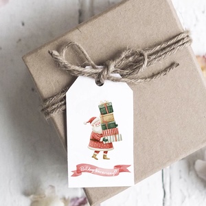 Karácsonyi ajándékkísérő, Mikulás ajándékátadó címke szett 6 db - karácsony - karácsonyi ajándékozás - karácsonyi képeslap, üdvözlőlap, ajándékkísérő - Meska.hu