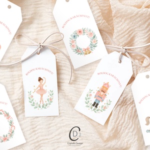 Karácsonyi ajándékkísérő, diótörő ajándékátadó címke szett 6 db - karácsony - karácsonyi ajándékozás - karácsonyi képeslap, üdvözlőlap, ajándékkísérő - Meska.hu