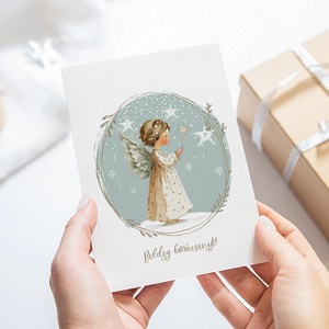 Karácsonyi képeslap, angyalos üdvözlőlap, ajándékkísérő szett 3 db - karácsony - karácsonyi ajándékozás - karácsonyi képeslap, üdvözlőlap, ajándékkísérő - Meska.hu