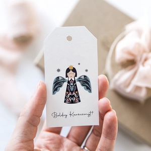 Karácsonyi ajándékkísérő kártya, ajándékátadó címke szett 4 db, Karácsony, Karácsonyi ajándékozás, Karácsonyi képeslap, üdvözlőlap, ajándékkísérő, Fotó, grafika, rajz, illusztráció, Papírművészet, MESKA