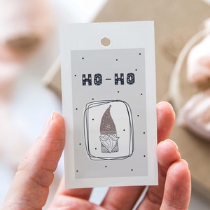 Karácsonyi ajándékkísérő, Hygge ajándékátadó címke szett 5 db, Karácsony, Karácsonyi ajándékozás, Karácsonyi képeslap, üdvözlőlap, ajándékkísérő, Papírművészet, Fotó, grafika, rajz, illusztráció, MESKA