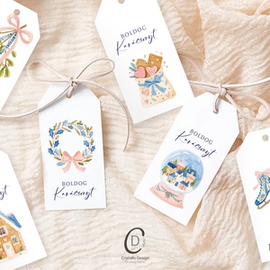 Karácsonyi ajándékkísérő, ajándékátadó címke szett 6 db - karácsony - karácsonyi ajándékozás - karácsonyi képeslap, üdvözlőlap, ajándékkísérő - Meska.hu