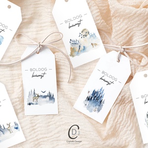 Karácsonyi ajándékkísérő, ajándékátadó címke szett 6 db - karácsony - karácsonyi ajándékozás - karácsonyi képeslap, üdvözlőlap, ajándékkísérő - Meska.hu