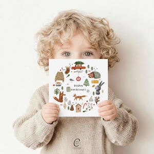 Cozy karácsonyi képeslap, kinyitható üdvözlőlap, ajándékkísérő kártya - Meska.hu