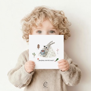 Cozy karácsonyi képeslap, kinyitható üdvözlőlap, ajándékkísérő - Meska.hu