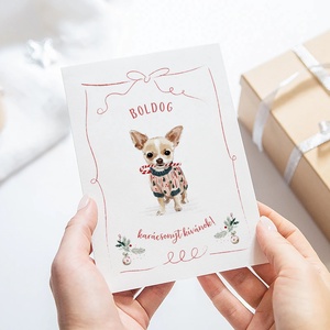 Kutyás karácsonyi képeslap, ünnepi üdvözlőlap, ajándékkísérő - karácsony - karácsonyi ajándékozás - karácsonyi képeslap, üdvözlőlap, ajándékkísérő - Meska.hu