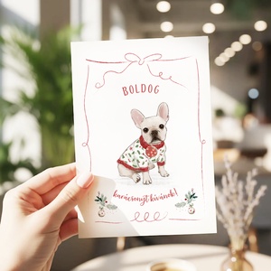 Kutyás karácsonyi képeslap, ünnepi üdvözlőlap, ajándékkísérő, Karácsony, Karácsonyi ajándékozás, Karácsonyi képeslap, üdvözlőlap, ajándékkísérő, Fotó, grafika, rajz, illusztráció, MESKA