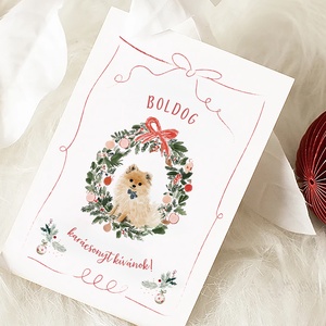 Kutyás karácsonyi képeslap, ünnepi üdvözlőlap, ajándékkísérő - karácsony - karácsonyi ajándékozás - karácsonyi képeslap, üdvözlőlap, ajándékkísérő - Meska.hu