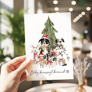 Kutyás karácsonyi képeslap, ünnepi üdvözlőlap, ajándékkísérő - Meska.hu