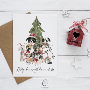 Kutyás karácsonyi képeslap, ünnepi üdvözlőlap, ajándékkísérő - karácsony - karácsonyi ajándékozás - karácsonyi képeslap, üdvözlőlap, ajándékkísérő - Meska.hu