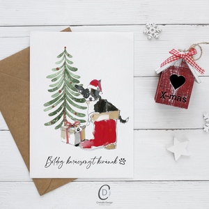 Kutyás karácsonyi képeslap, ünnepi üdvözlőlap, ajándékkísérő - karácsony - karácsonyi ajándékozás - karácsonyi képeslap, üdvözlőlap, ajándékkísérő - Meska.hu