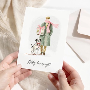 Karácsonyi képeslap, kutyás üdvözlőlap, ajándékkísérő - karácsony - karácsonyi ajándékozás - karácsonyi képeslap, üdvözlőlap, ajándékkísérő - Meska.hu