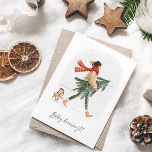 Karácsonyi képeslap, kutyás üdvözlőlap, ajándékkísérő - karácsony - karácsonyi ajándékozás - karácsonyi képeslap, üdvözlőlap, ajándékkísérő - Meska.hu