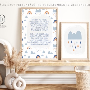 Szivárvány és esőcseppes, verses, vidám falikép szett 3db - baba - mama - babaszoba-dekoráció - babaszoba kép - Meska.hu
