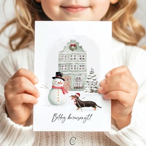 Karácsonyi képeslap, kutyás üdvözlőlap, ajándékkísérő, Karácsony, Karácsonyi ajándékozás, Karácsonyi képeslap, üdvözlőlap, ajándékkísérő, Fotó, grafika, rajz, illusztráció, MESKA