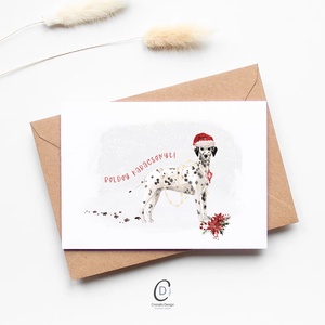Karácsonyi képeslap, kutyás üdvözlőlap, ajándékkísérő - karácsony - karácsonyi ajándékozás - karácsonyi képeslap, üdvözlőlap, ajándékkísérő - Meska.hu