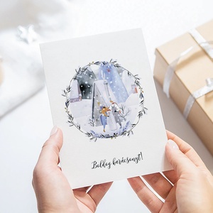 Karácsonyi képeslap, téli üdvözlőlap, hóemberes ajándékkísérő  - karácsony - karácsonyi ajándékozás - karácsonyi képeslap, üdvözlőlap, ajándékkísérő - Meska.hu