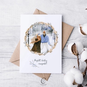 Karácsonyi képeslap, téli üdvözlőlap, páros ajándékkísérő  - karácsony - karácsonyi ajándékozás - karácsonyi képeslap, üdvözlőlap, ajándékkísérő - Meska.hu