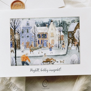 Karácsonyi képeslap, téli üdvözlőlap, ajándékkísérő , Karácsony, Karácsonyi ajándékozás, Karácsonyi képeslap, üdvözlőlap, ajándékkísérő, Fotó, grafika, rajz, illusztráció, MESKA