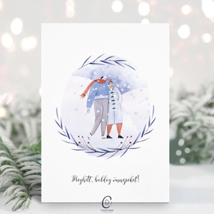 Karácsonyi képeslap, téli üdvözlőlap, páros ajándékkísérő , Karácsony, Karácsonyi ajándékozás, Karácsonyi képeslap, üdvözlőlap, ajándékkísérő, Fotó, grafika, rajz, illusztráció, Papírművészet, MESKA