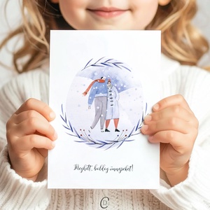 Karácsonyi képeslap, téli üdvözlőlap, páros ajándékkísérő  - karácsony - karácsonyi ajándékozás - karácsonyi képeslap, üdvözlőlap, ajándékkísérő - Meska.hu