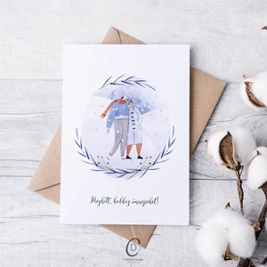 Karácsonyi képeslap, téli üdvözlőlap, páros ajándékkísérő  - karácsony - karácsonyi ajándékozás - karácsonyi képeslap, üdvözlőlap, ajándékkísérő - Meska.hu