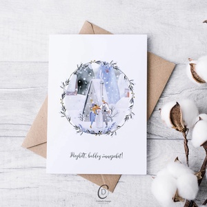 Karácsonyi képeslap, téli üdvözlőlap, hóemberes ajándékkísérő  - karácsony - karácsonyi ajándékozás - karácsonyi képeslap, üdvözlőlap, ajándékkísérő - Meska.hu