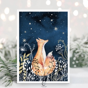 Karácsonyi képeslap, üdvözlőlap, erdei állatos ajándékkísérő, Karácsony, Karácsonyi ajándékozás, Karácsonyi képeslap, üdvözlőlap, ajándékkísérő, Fotó, grafika, rajz, illusztráció, MESKA