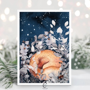 Karácsonyi képeslap, üdvözlőlap, erdei állatos ajándékkísérő, Karácsony, Karácsonyi ajándékozás, Karácsonyi képeslap, üdvözlőlap, ajándékkísérő, Fotó, grafika, rajz, illusztráció, MESKA